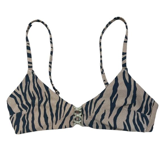 Aerie Zebra Print Textured Triangle Style Bikini Top - Picture 1 of 7